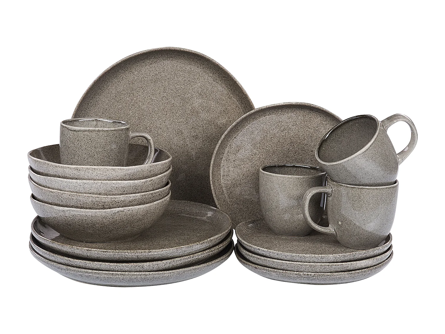 Set de 16 couverts de table COSTMARY Grès Gris