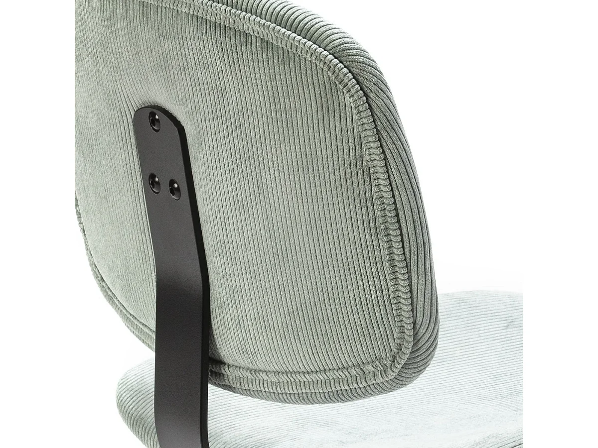 GARY - Lot de 4 Tabourets en Velours Côtelé Vert d'Eau Piétement Métal Noir