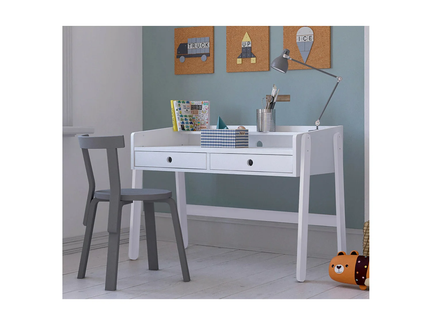 Bureau évolutif  bois massif blanc MARTY