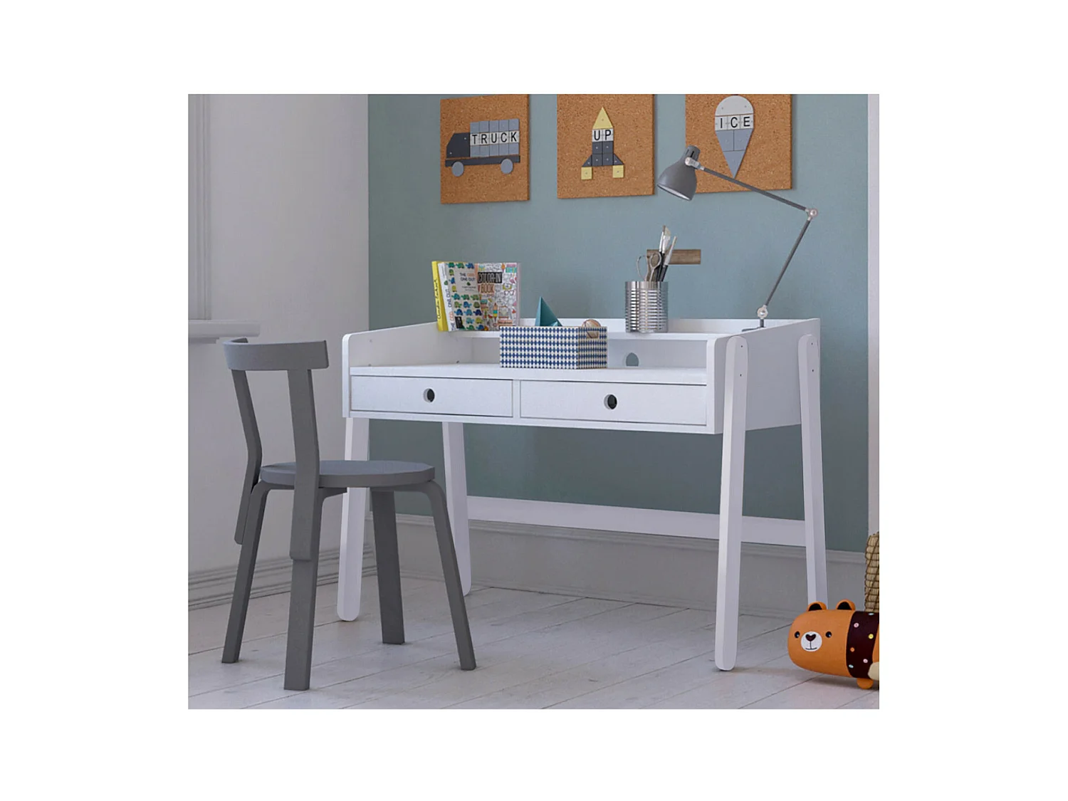 Bureau évolutif  bois massif blanc MARTY