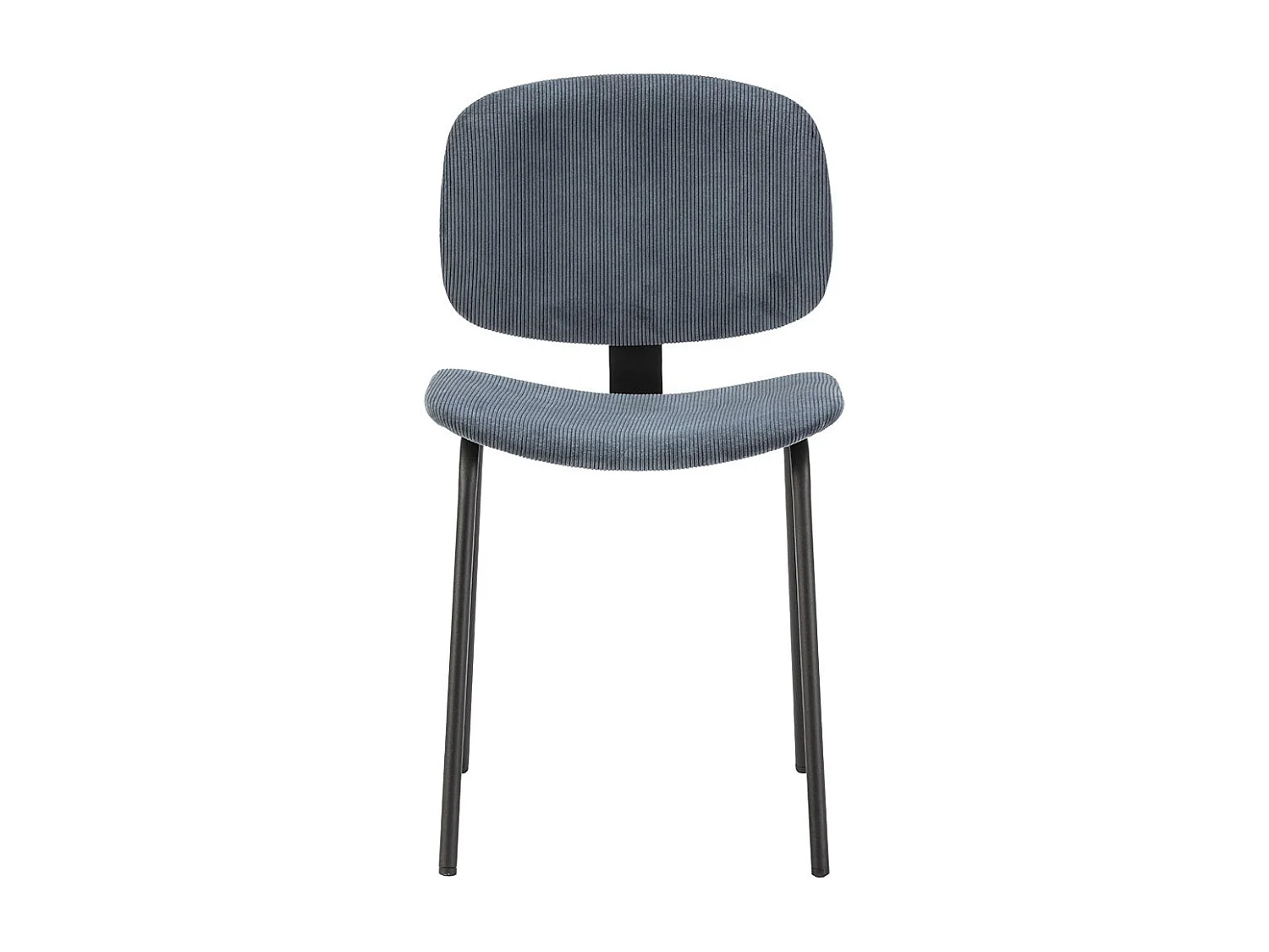 GARY - Lot de 2 Chaises en Velours Côtelé Bleu Piétement Métal Noir