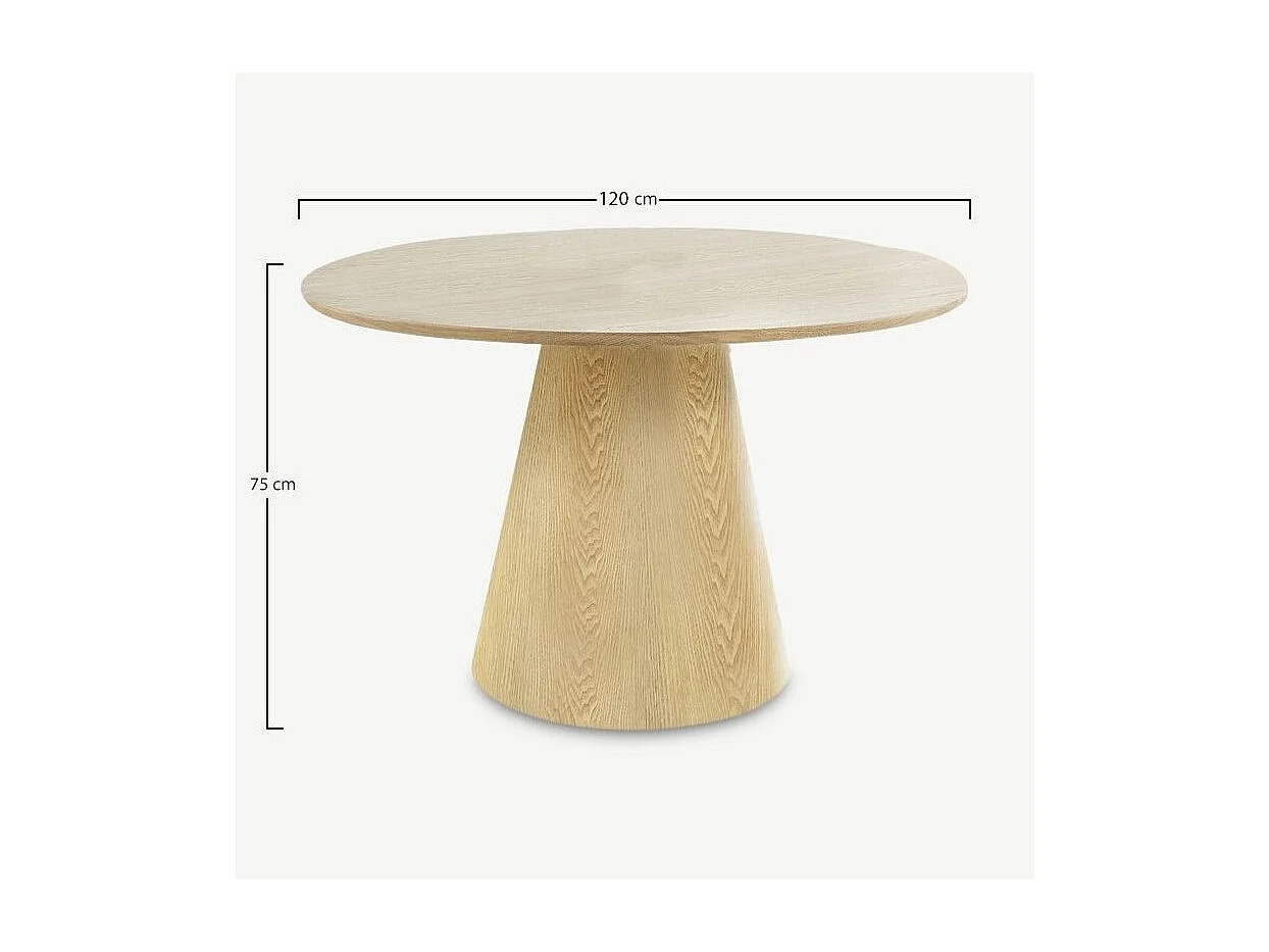 Table De Salle À Manger Ronde Bolton Bois Naturel Frêne 120 Cm