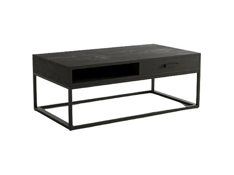 Table basse MADEIRO – Rectangulaire 110x60 cm – Noir mat – Contemporain métal et bois
