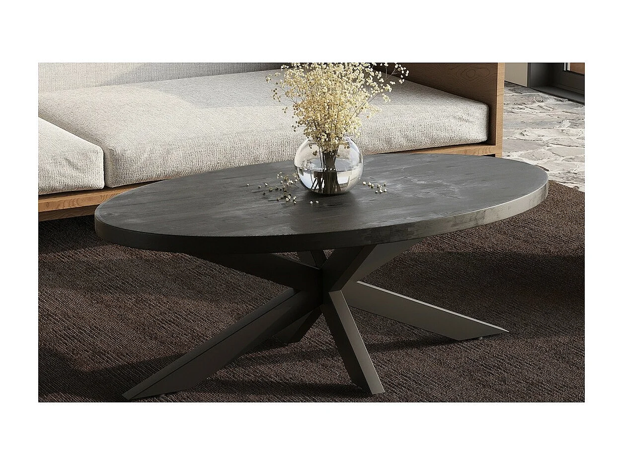 Table basse ovale collection MADEIRO noir.