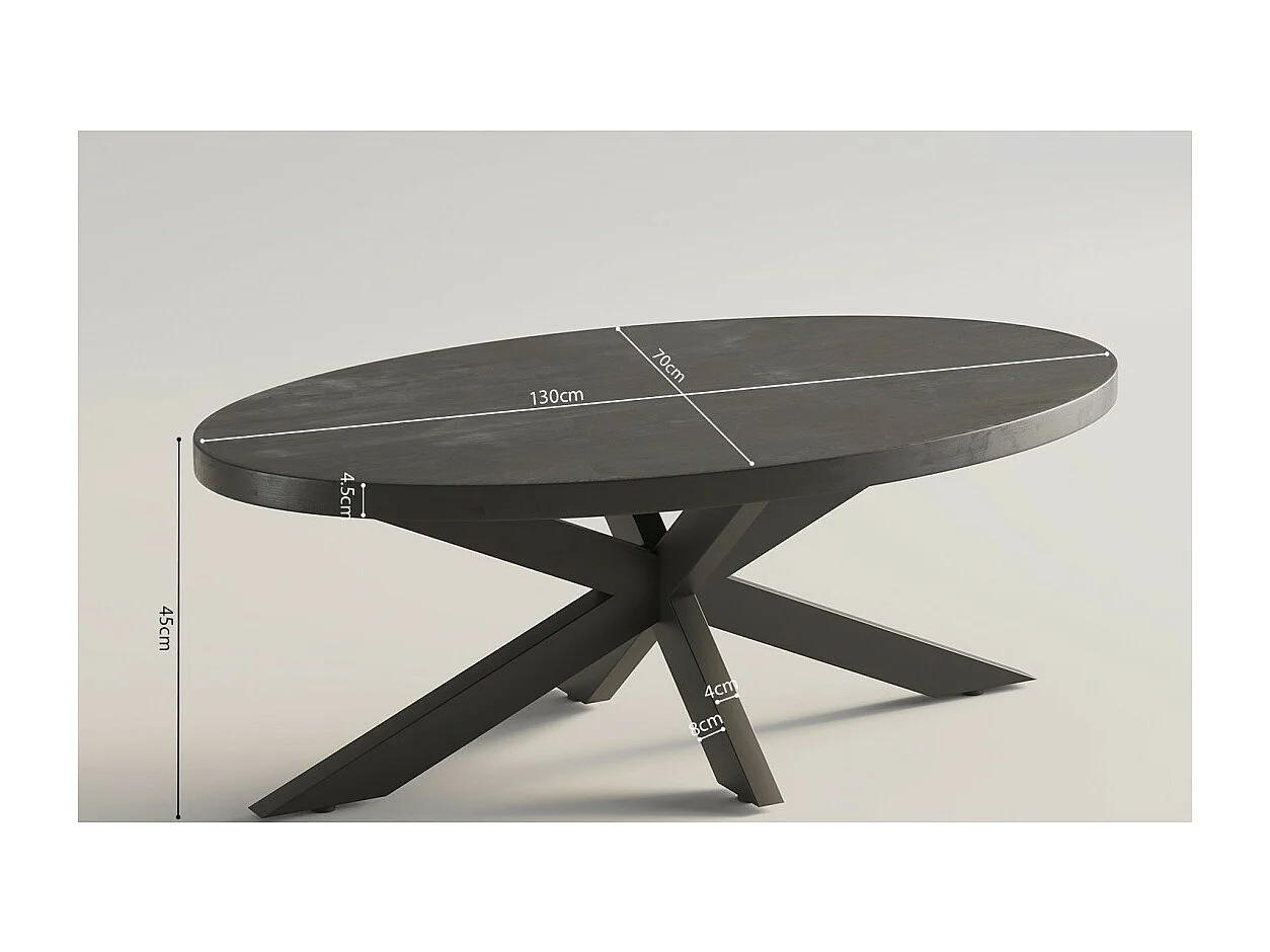 Table basse ovale collection MADEIRO noir.