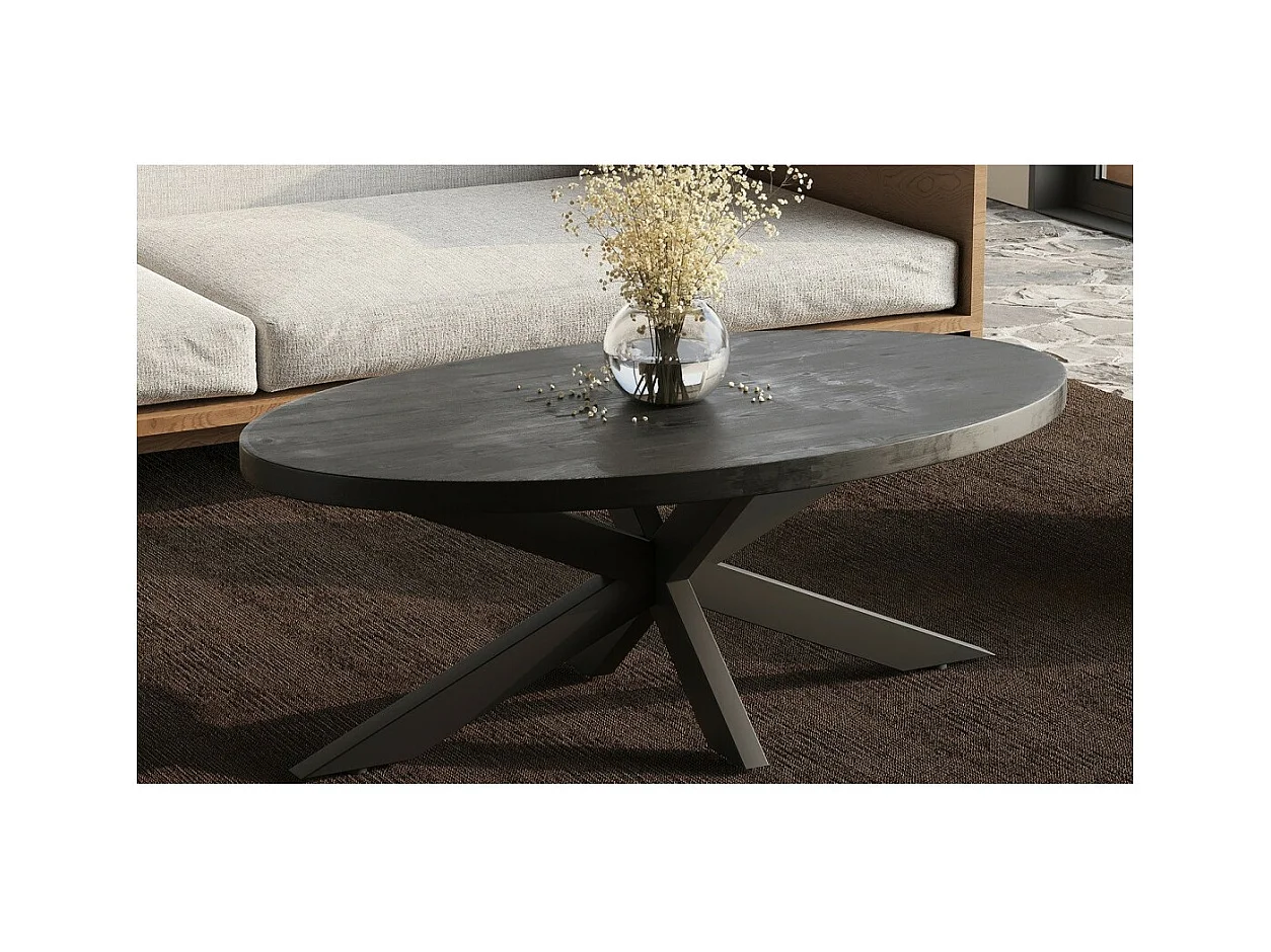 Table basse ovale collection MADEIRO noir.