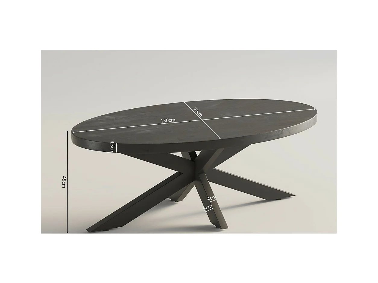 Table basse ovale collection MADEIRO noir.
