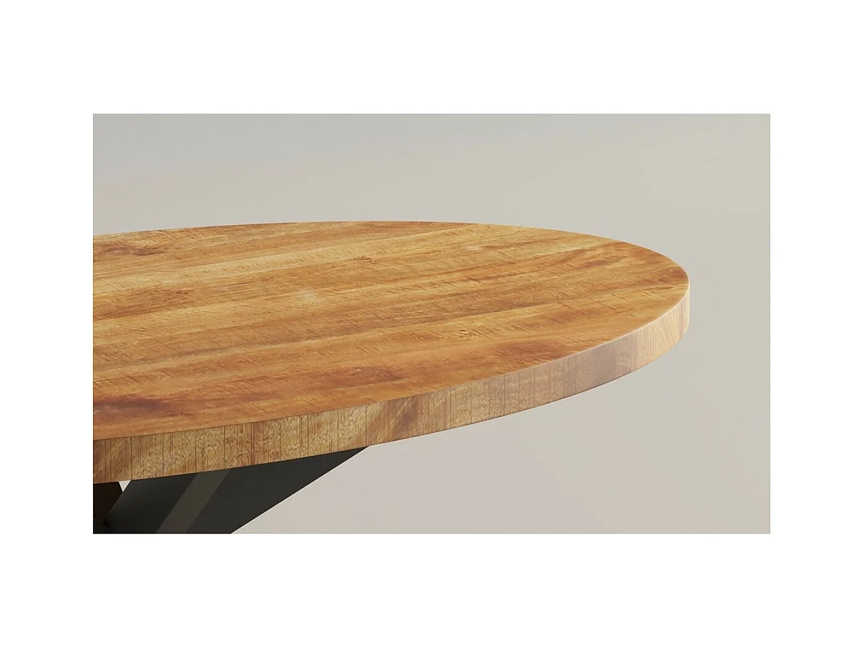 Table basse MADEIRO – Forme ovale – Marron bois et métal – Style contemporain