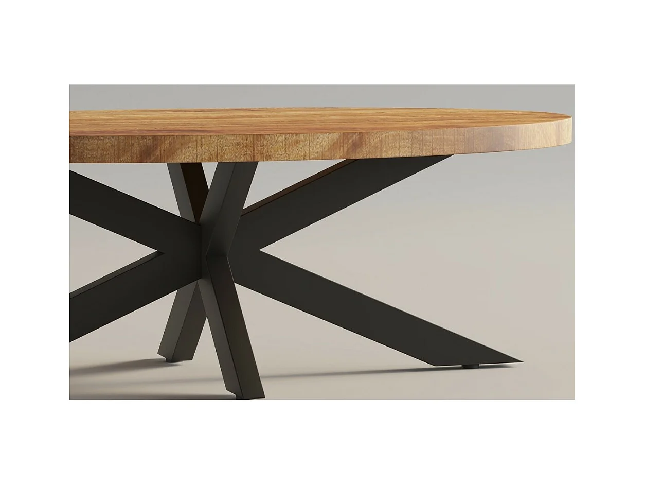 Table basse MADEIRO – Forme ovale – Marron bois et métal – Style contemporain