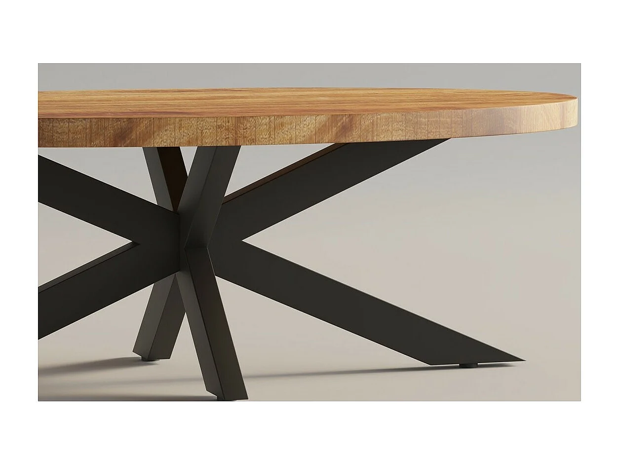 Table basse MADEIRO – Forme ovale – Marron bois et métal – Style contemporain