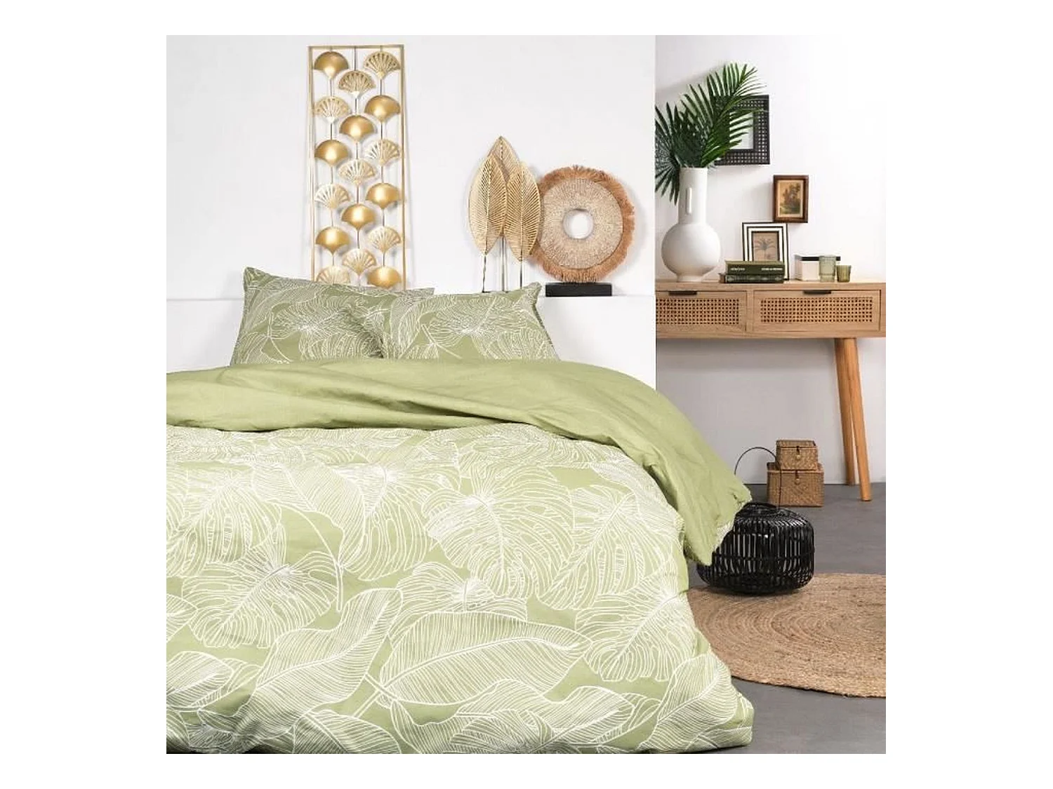 Parure de lit - 240 x 220 cm - coton imprimé floral