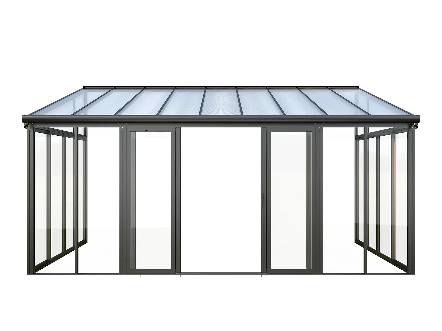 Terraza cerrada de aluminio y policarbonato con protección UV - 15,8 m² - antracita - MATHILDA