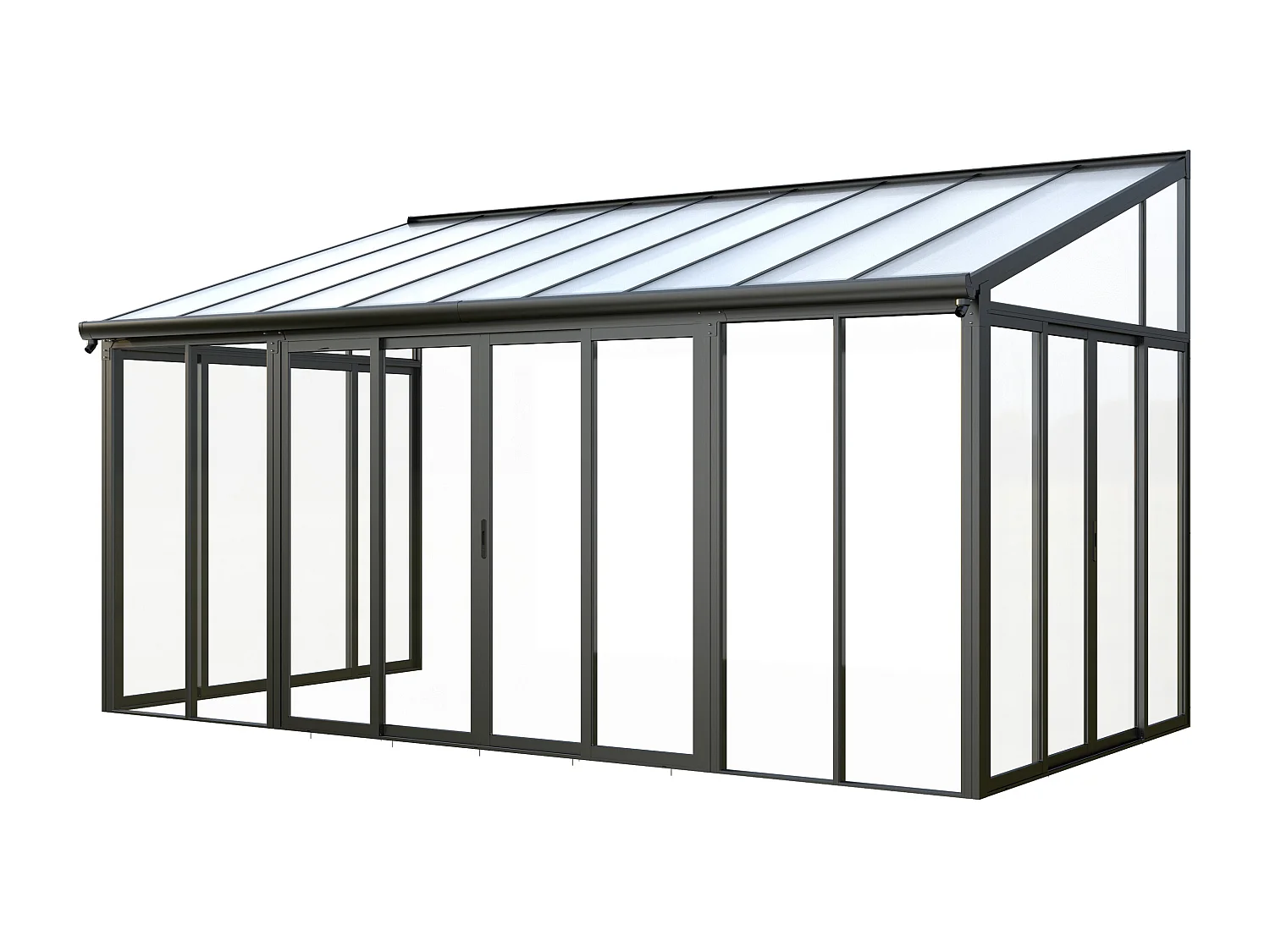 Véranda en aluminium et polycarbonate avec protection UV - 16 m² - anthracite - MATHILDA