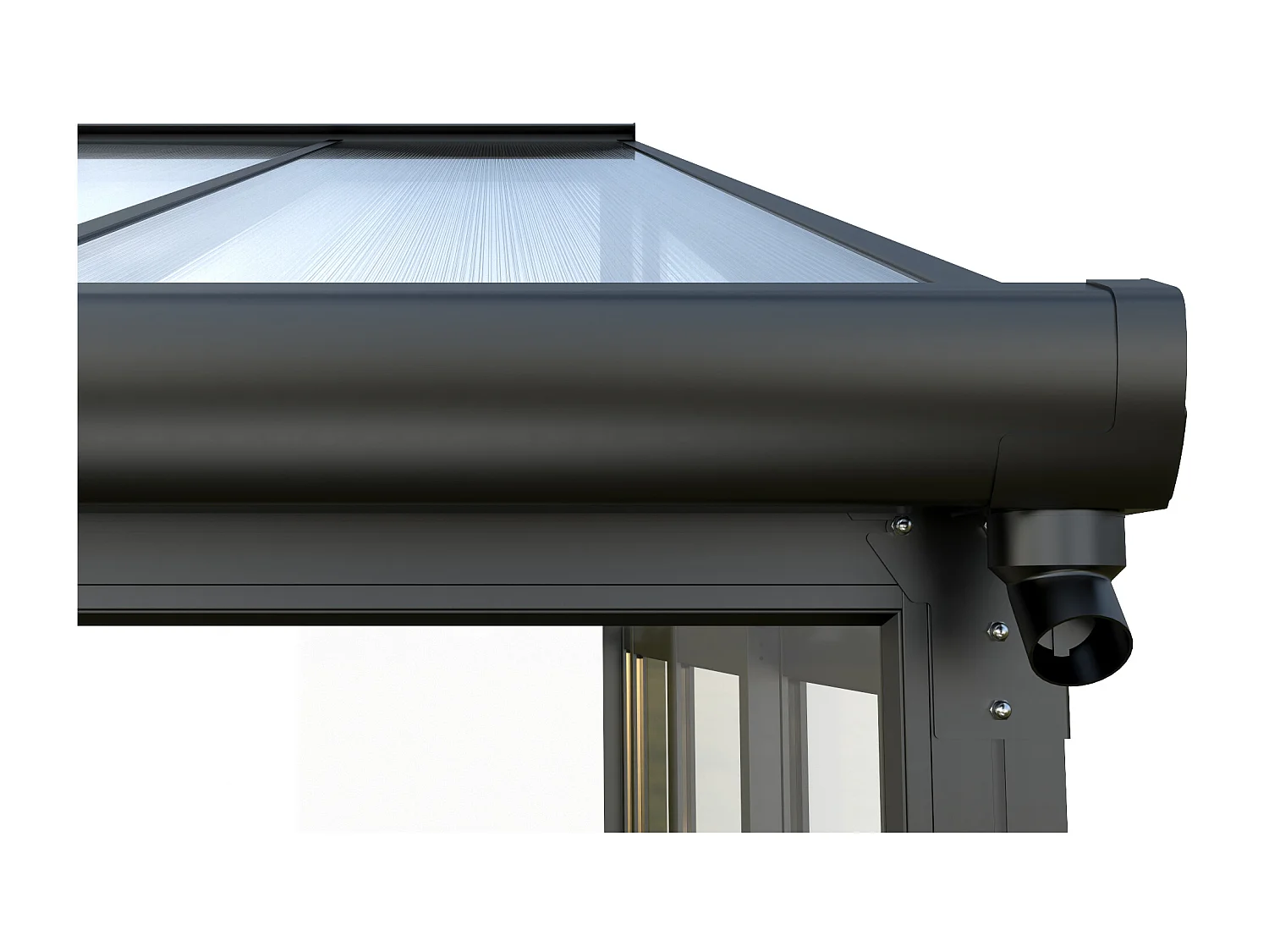 Véranda en aluminium et polycarbonate avec protection UV - 16 m² - anthracite - MATHILDA