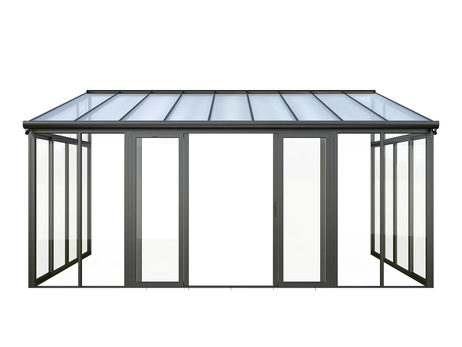 Terraza cerrada de aluminio y policarbonato con protección UV - 15,8 m² - antracita - MATHILDA