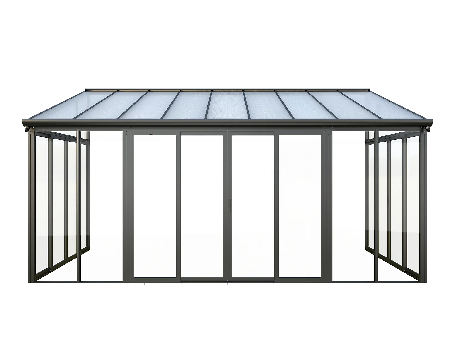 Terraza cerrada de aluminio y policarbonato con protección UV - 15,8 m² - antracita - MATHILDA