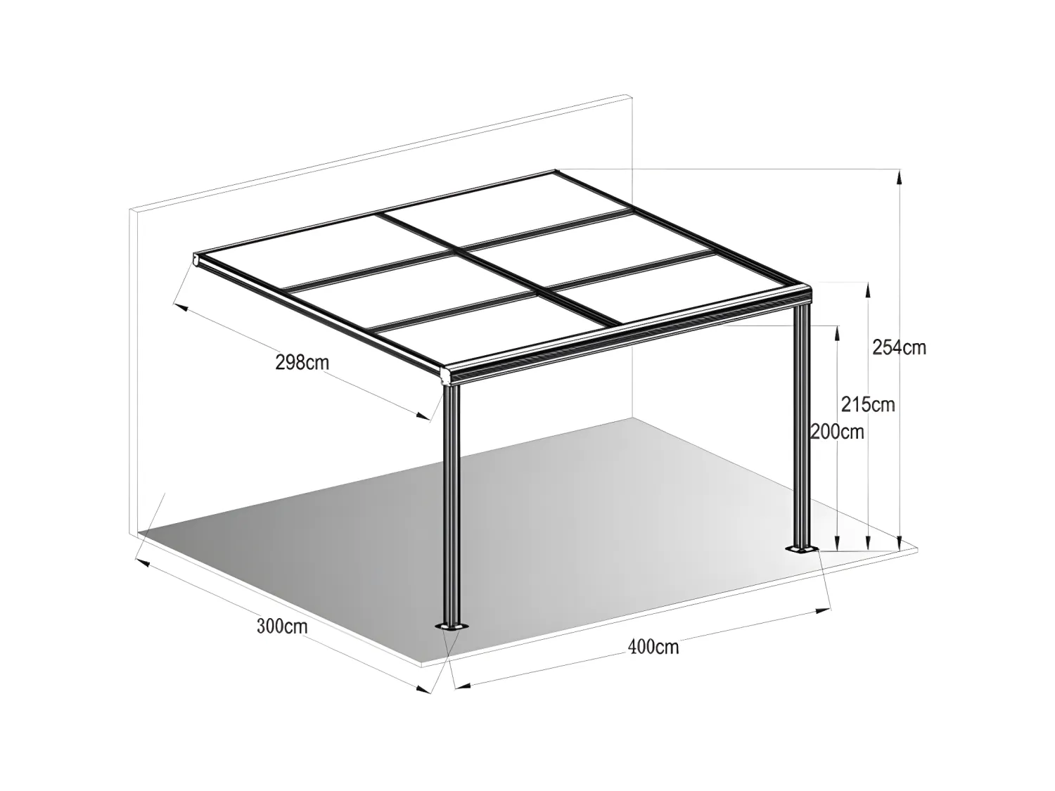 Pergola adossée en aluminium avec toit coulissant - 12 m² - anthracite - IZEDA