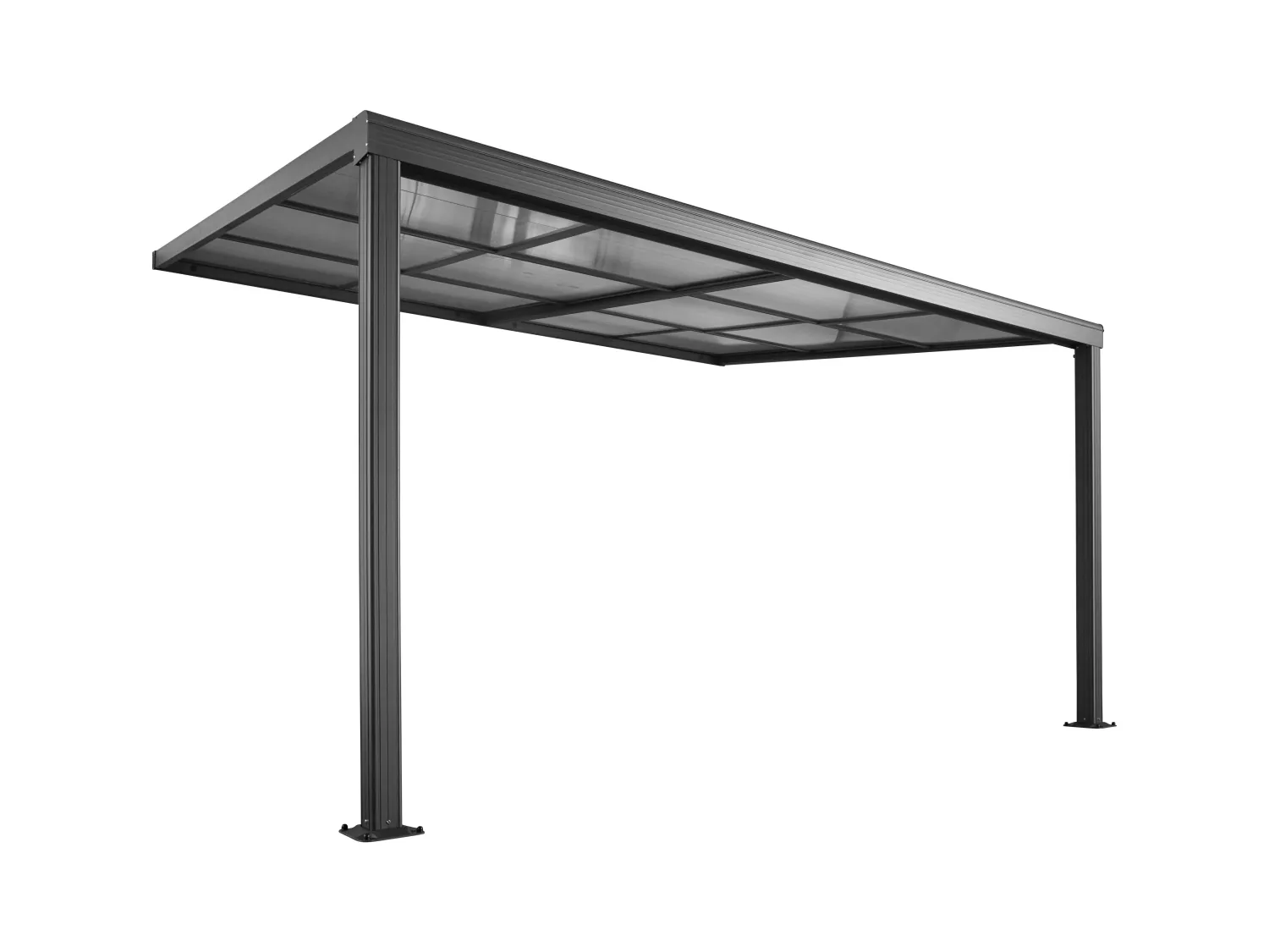 Pergola adossée en aluminium avec toit coulissant - 12 m² - anthracite - IZEDA