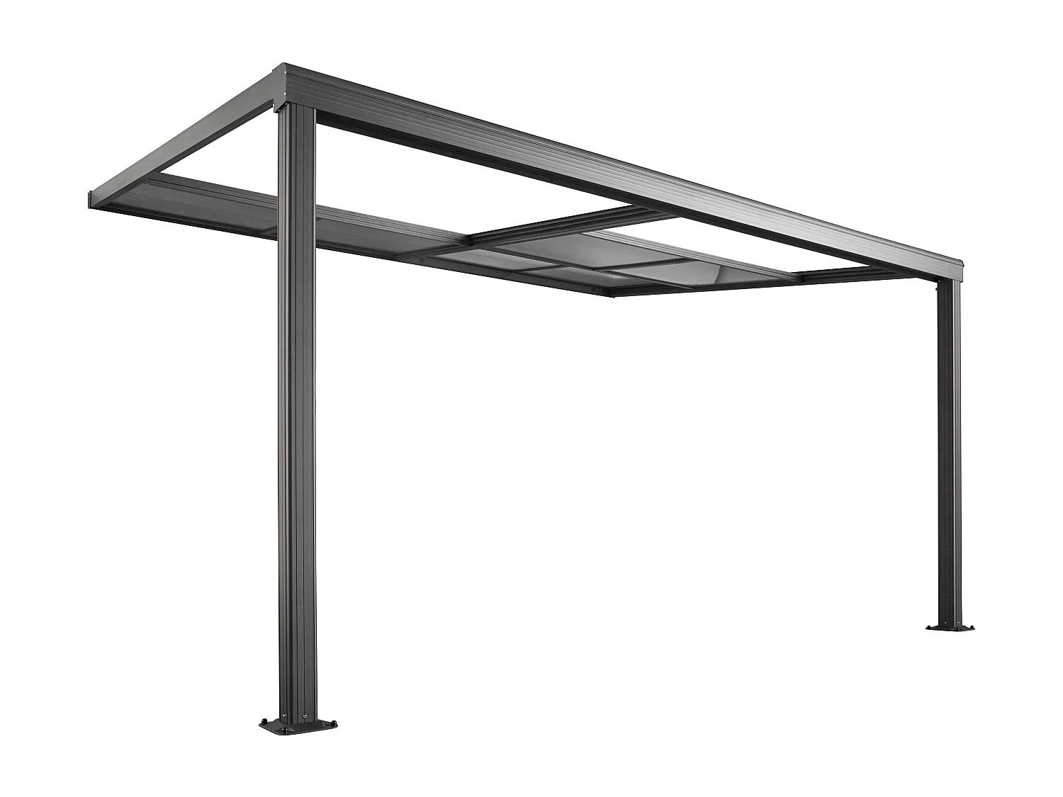 Pergola voor tegen de muur met schuifbaar dak - 12 m² - Antraciet - IZEDA
