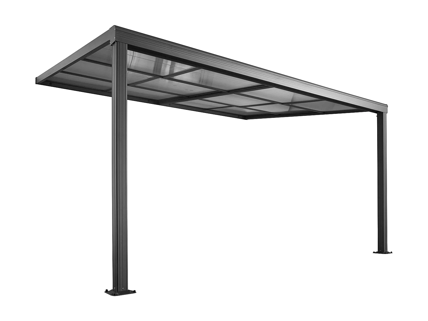 Pergola voor tegen de muur met schuifbaar dak - 12 m² - Antraciet - IZEDA