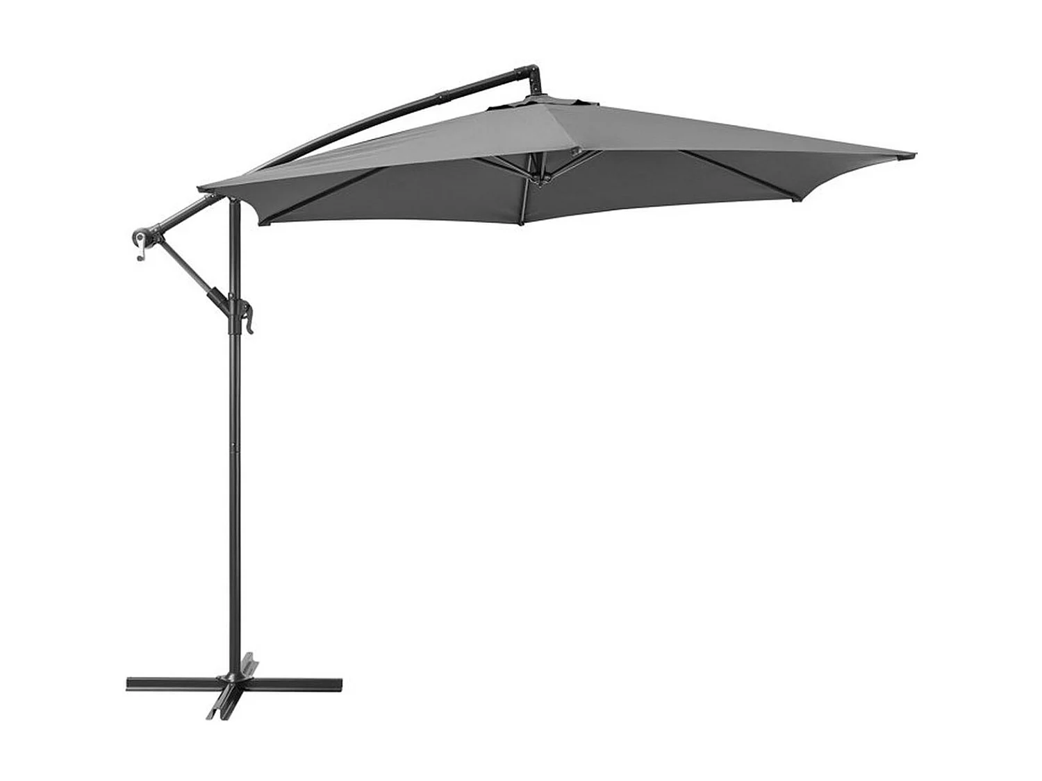 Parasol déporté AUREA Ø3,0 m – Mât aluminium, toile polyester 180 g/m², gris
