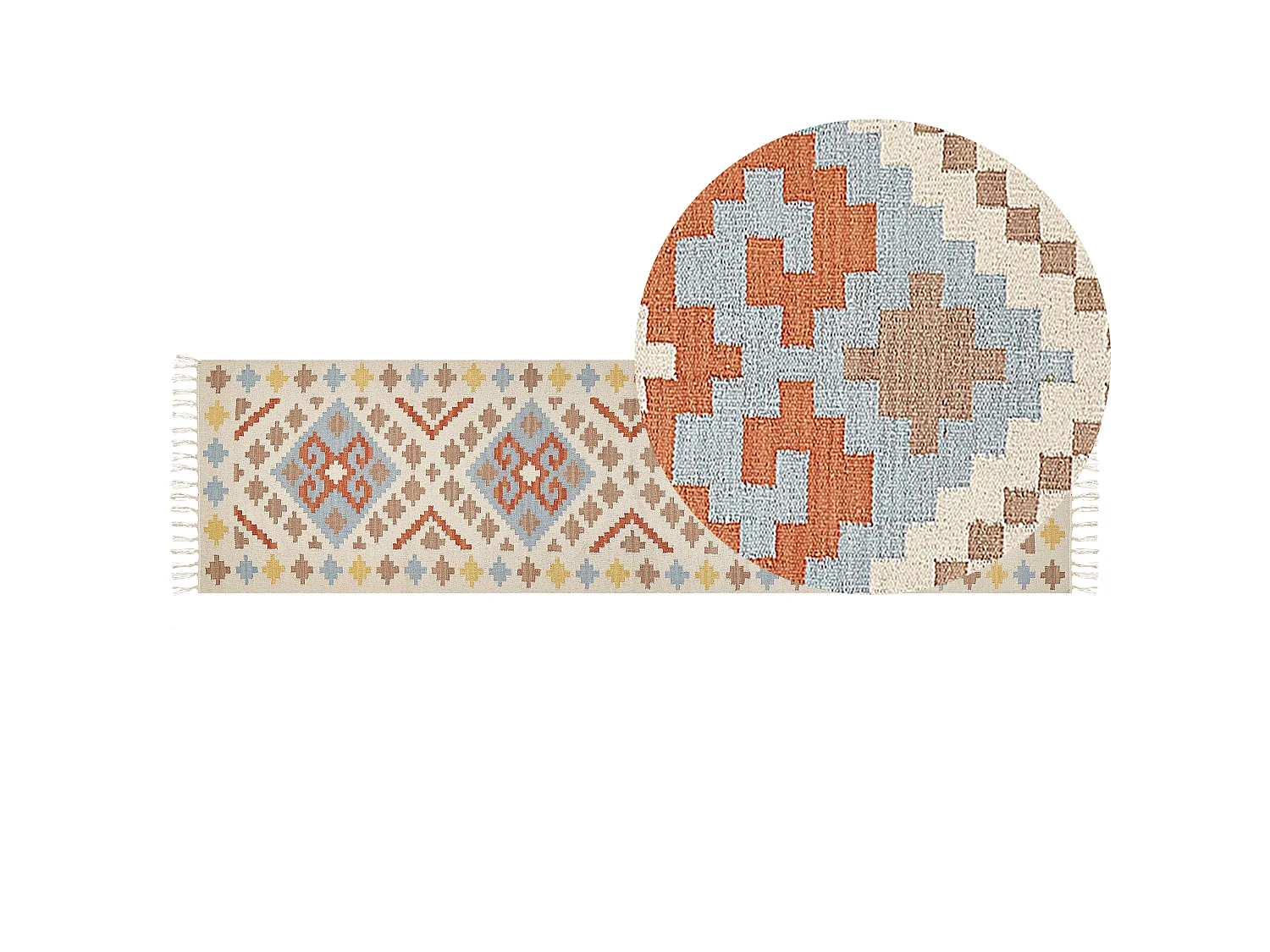 Tapete Kilim em algodão multicolor 80 x 300 cm ATAN