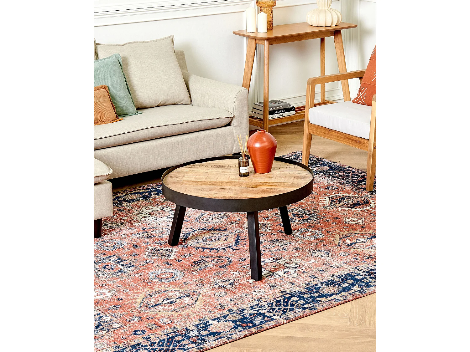 Alfombra de algodón rojo/azul 200 x 300 cm KURIN