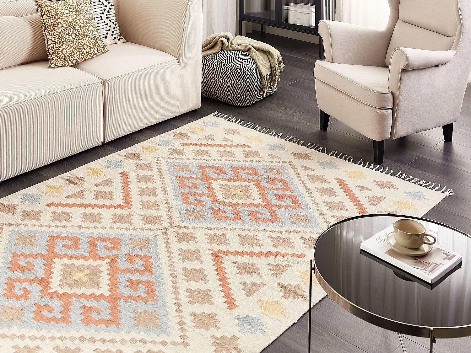 Dywan bawełniany kilim 160 x 230 cm wielokolorowy ATAN