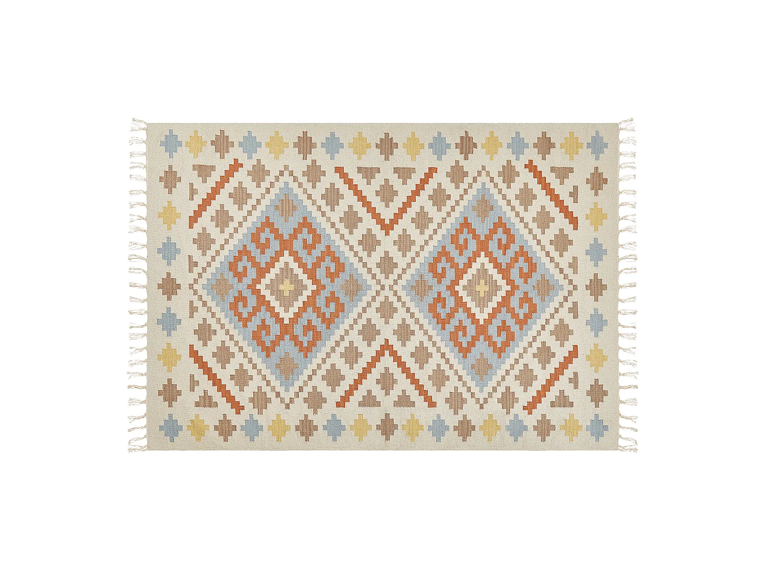 Kelim-Teppich Baumwolle bunt 160 x 230 cm handgewebt geometrisches Muster Atan
