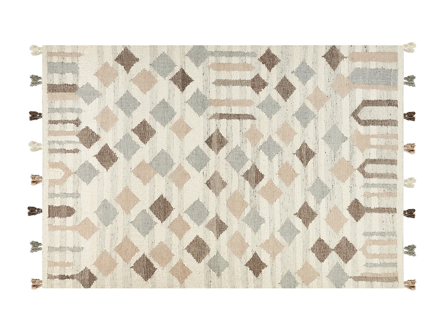 Alfombra kilim de lana beige/gris/marrón 200 x 300 cm KAGHTSRASHEN