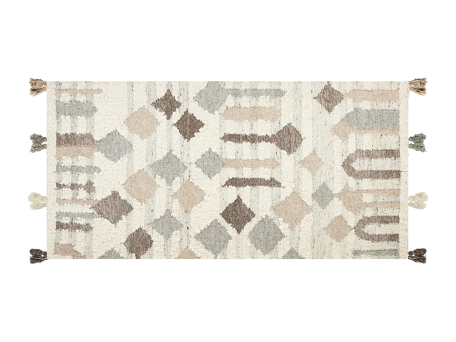 Alfombra kilim de lana beige/gris/marrón 80 x 150 cm KAGHTSRASHEN