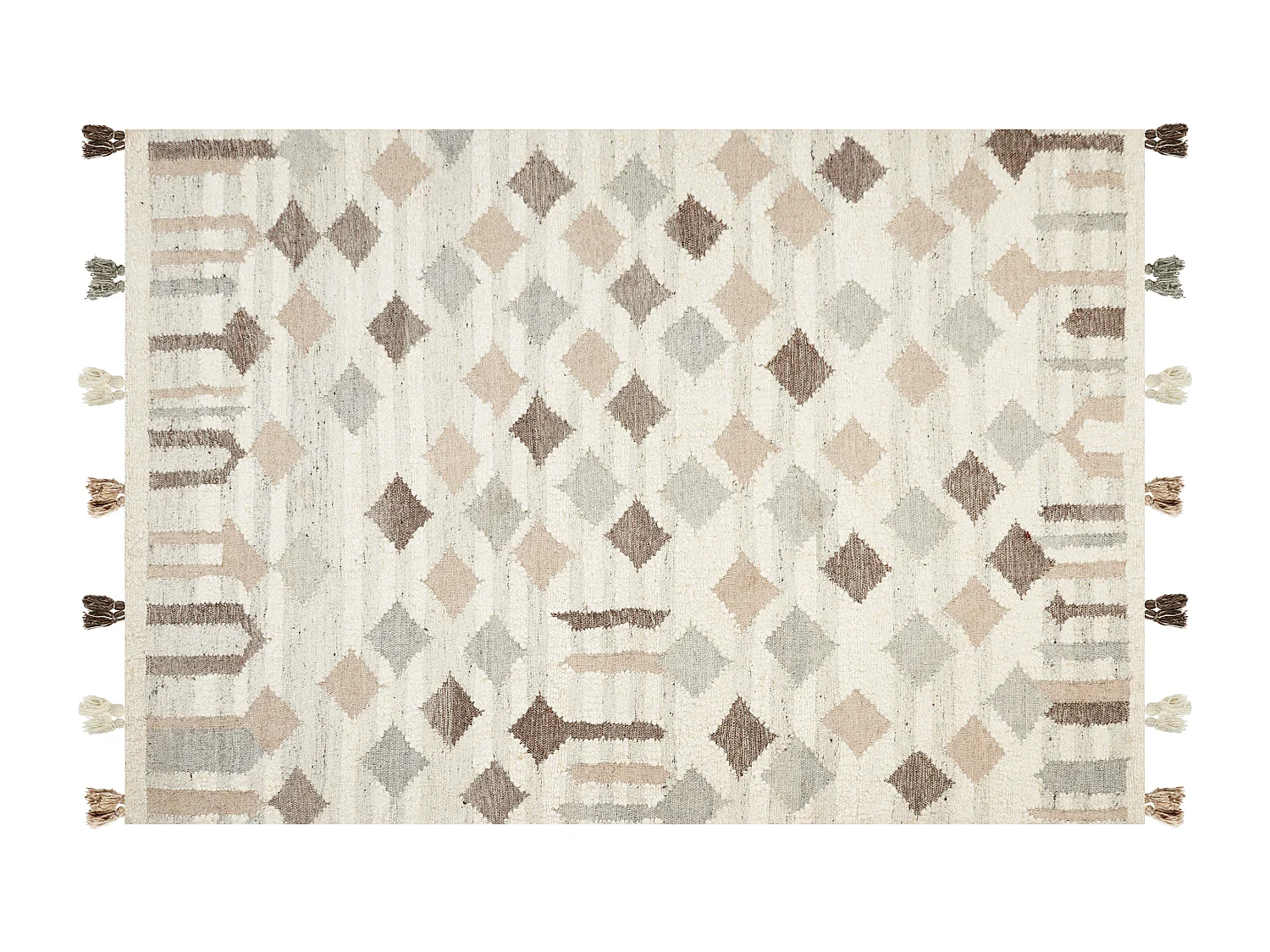 Alfombra kilim de lana beige/gris/marrón 160 x 230 cm KAGHTSRASHEN