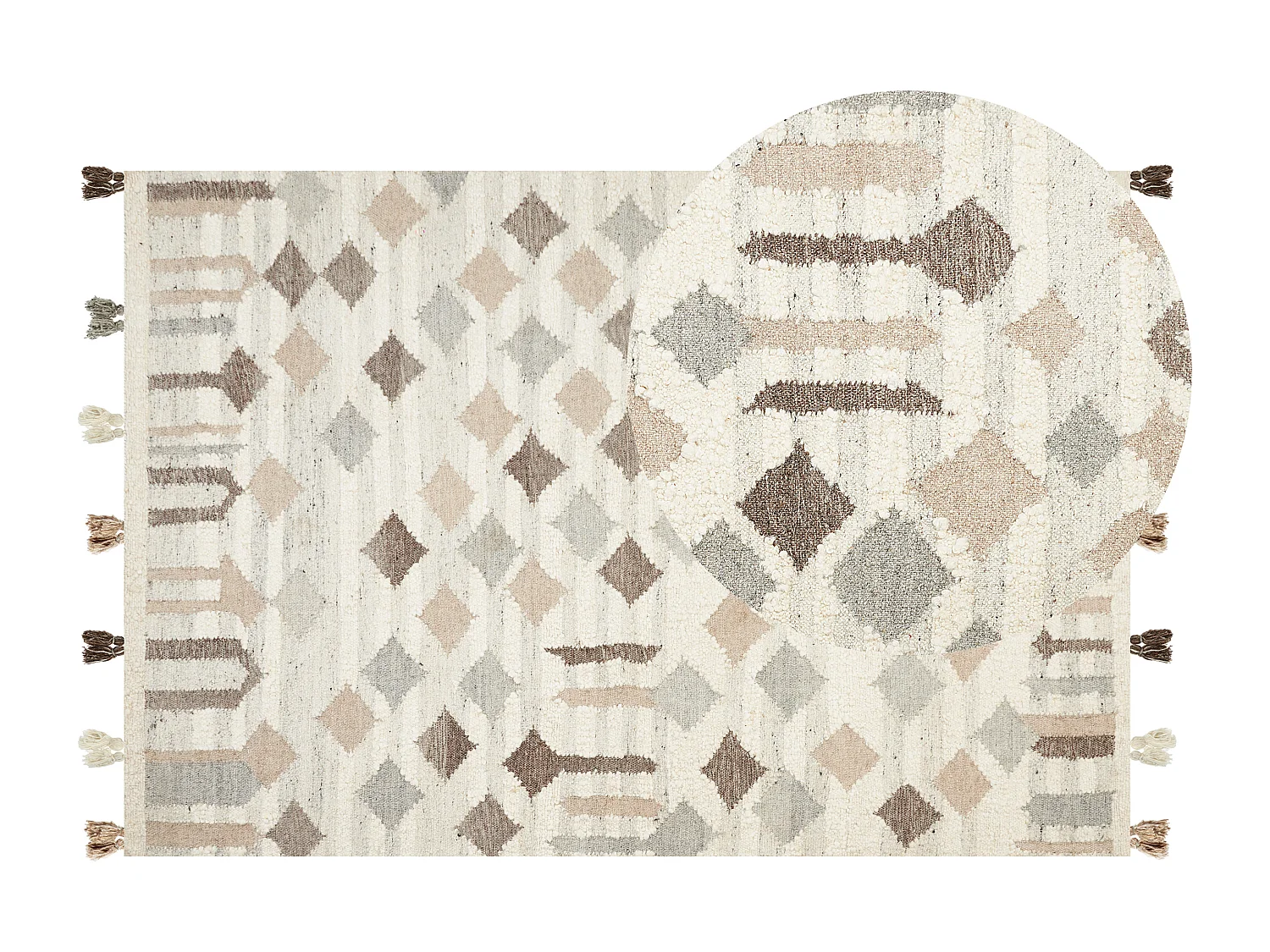 Alfombra kilim de lana beige/gris/marrón 160 x 230 cm KAGHTSRASHEN