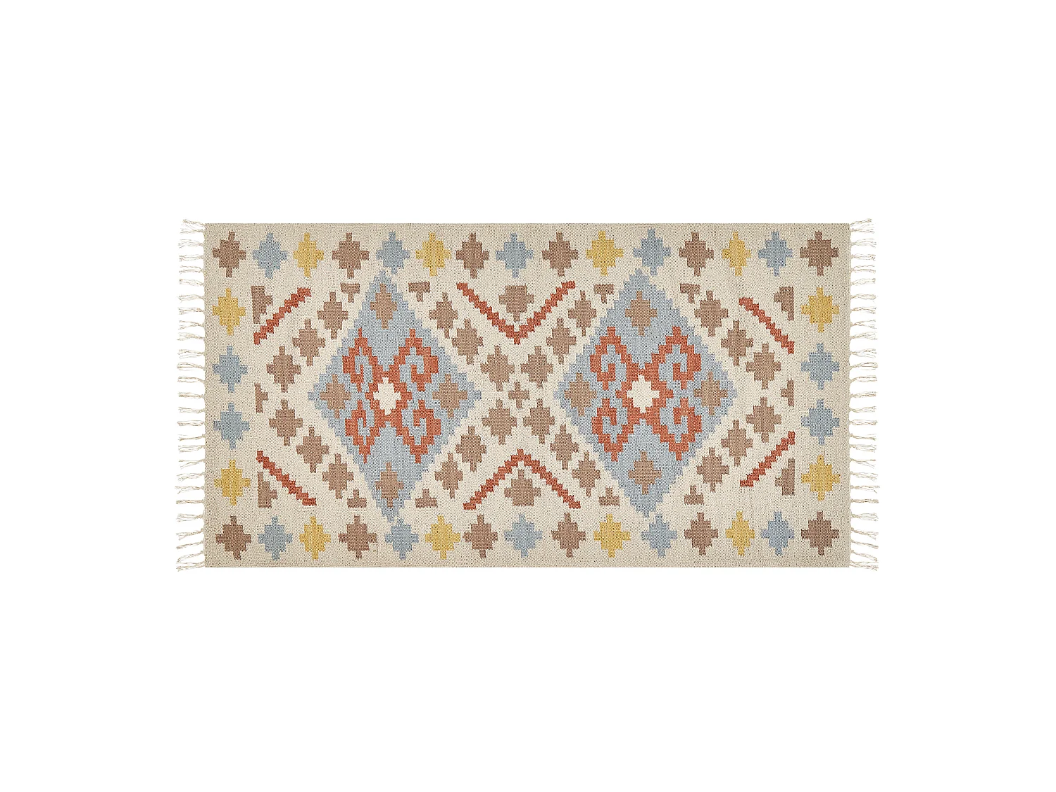 Kelim Teppich Baumwolle mehrfarbig 80 x 150 cm geometrisches Muster Kurzflor ATAN