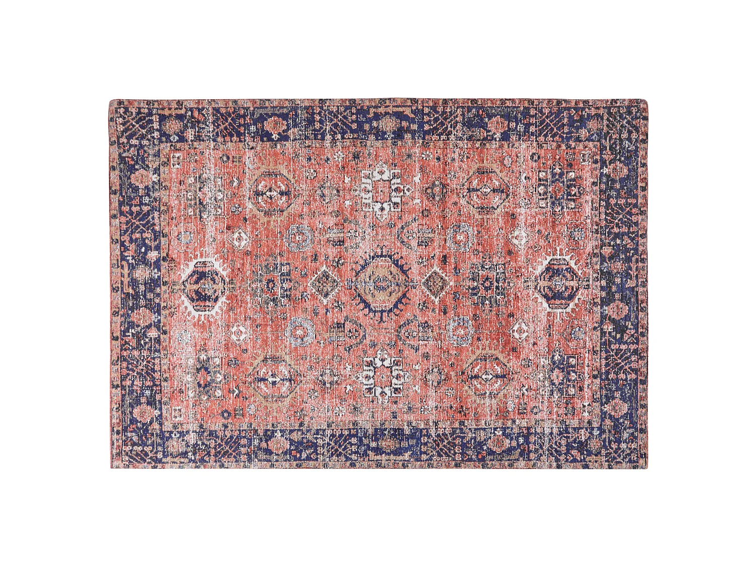 Teppich für den Flur aus Baumwolle 140 x 200 cm Rot und Blau Kurin