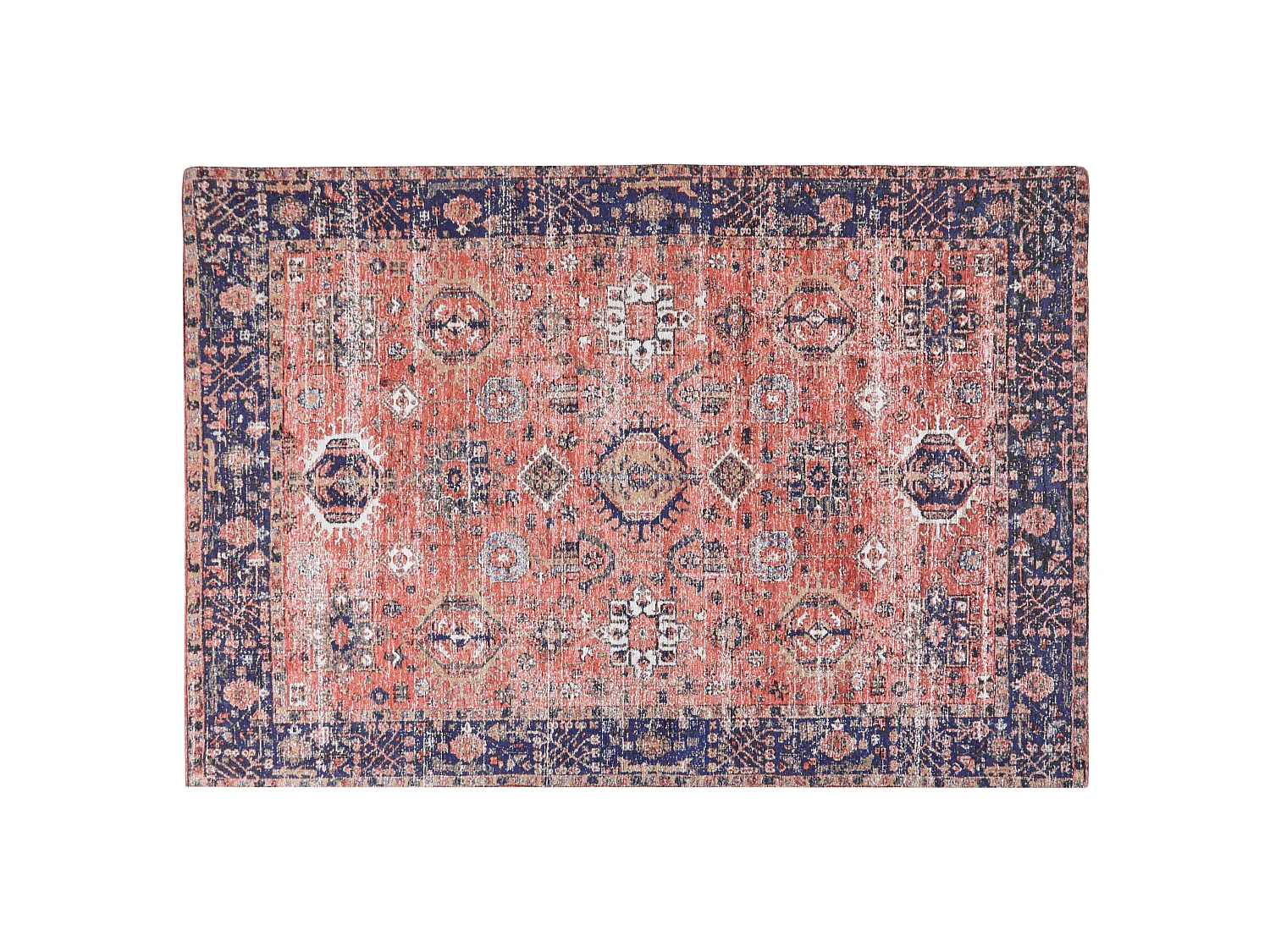 Vloerkleed katoen rood/blauw 140 x 200 cm KURIN