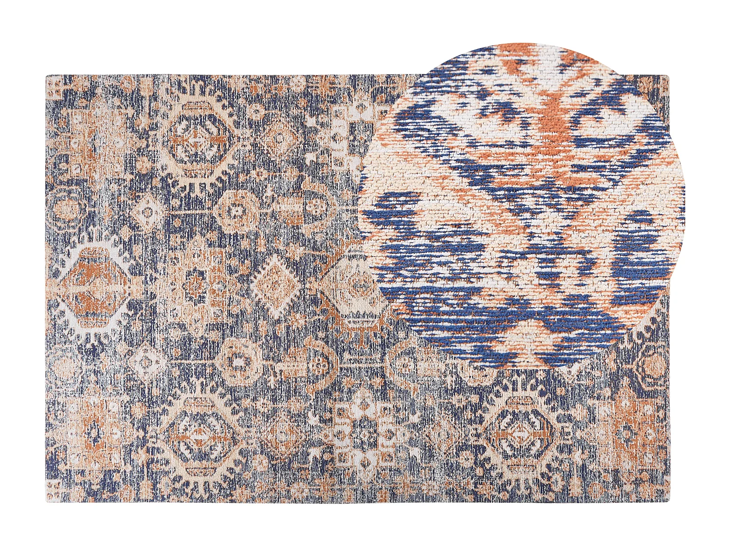 Alfombra de algodón azul/rojo 140 x 200 cm KURIN