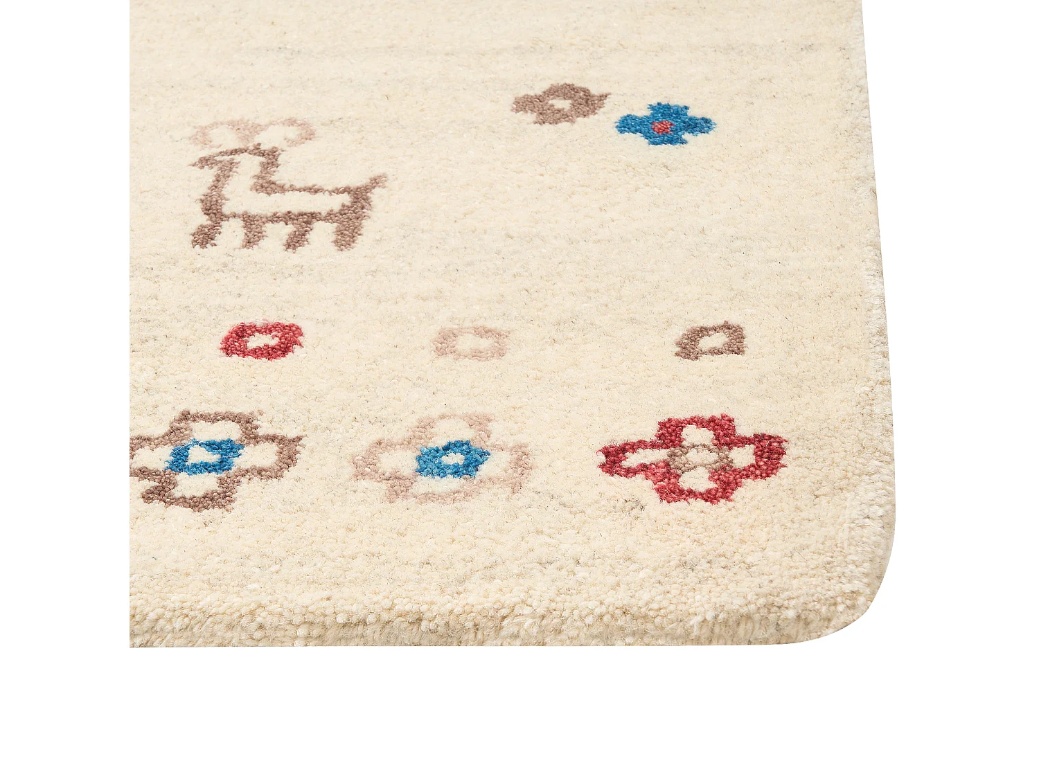Gabbeh Teppich Wolle beige 140 x 200 cm Blumenmuster Hochflor SULUCA