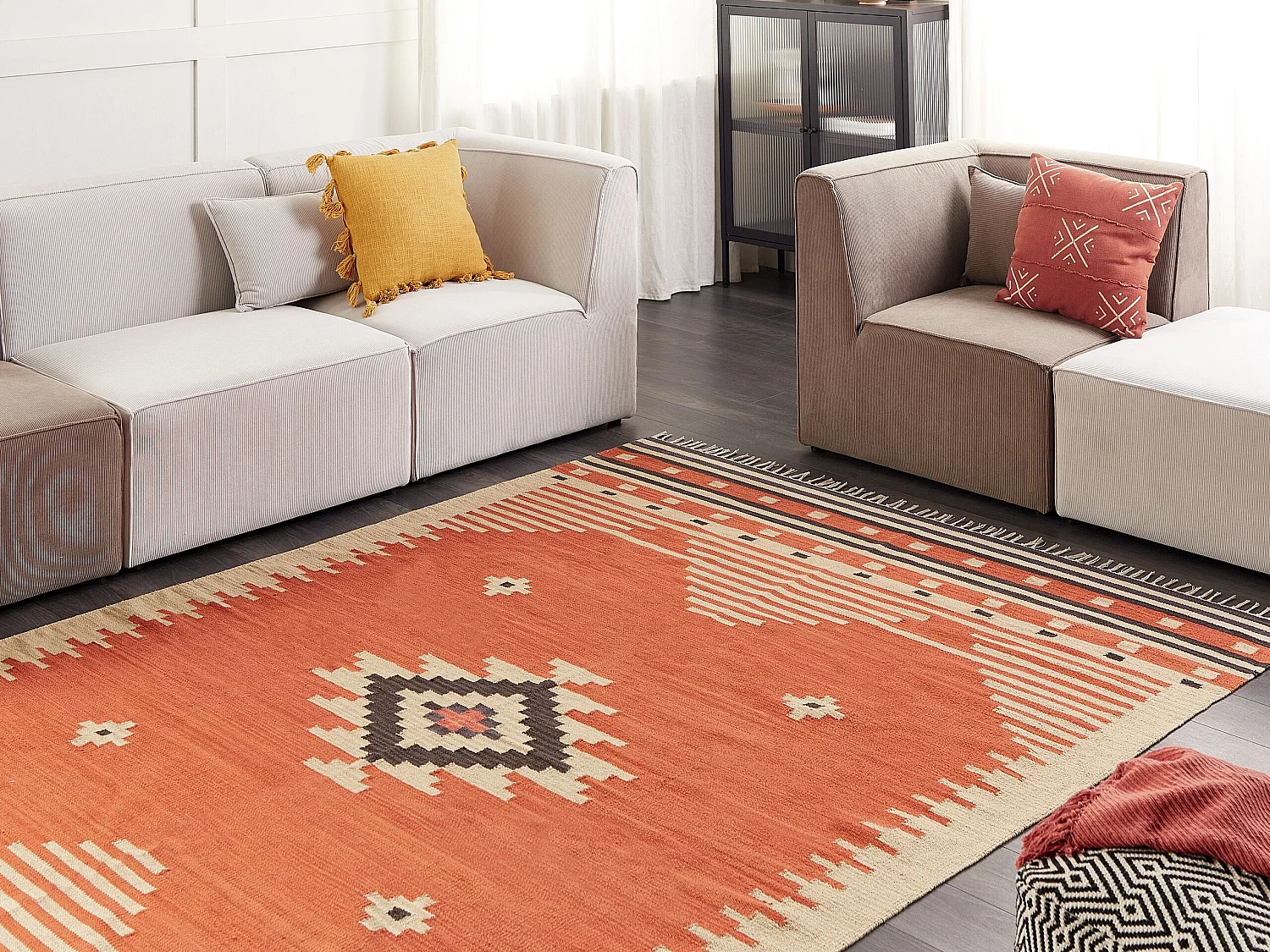 Tapis kilim en coton 200 x 300 cm orange GAVAR