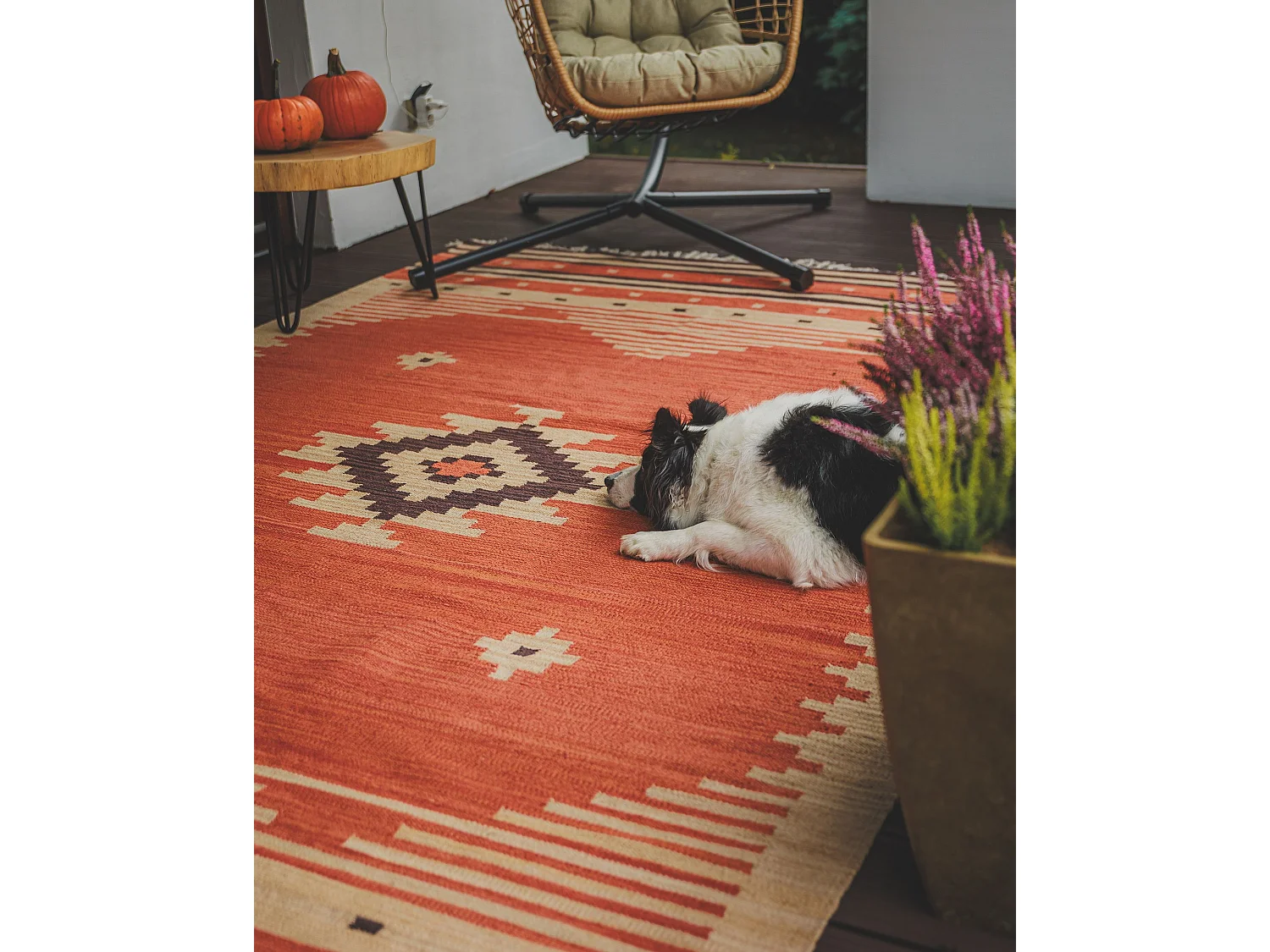 Tapis kilim en coton 200 x 300 cm orange GAVAR