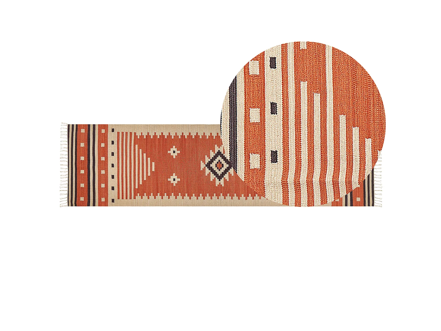 Tapis GAVAR Orange 80 x 300 cm Coton Kilim