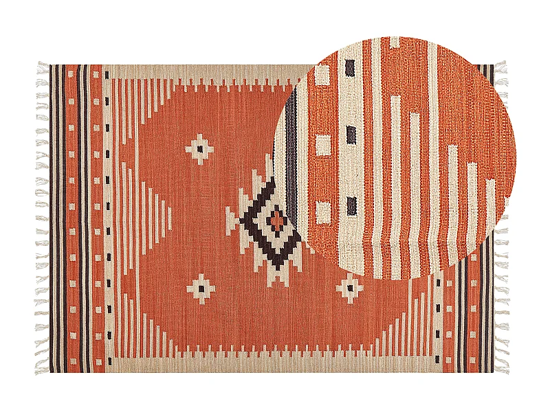Tapete Kilim em algodão laranja 160 x 230 cm GAVAR