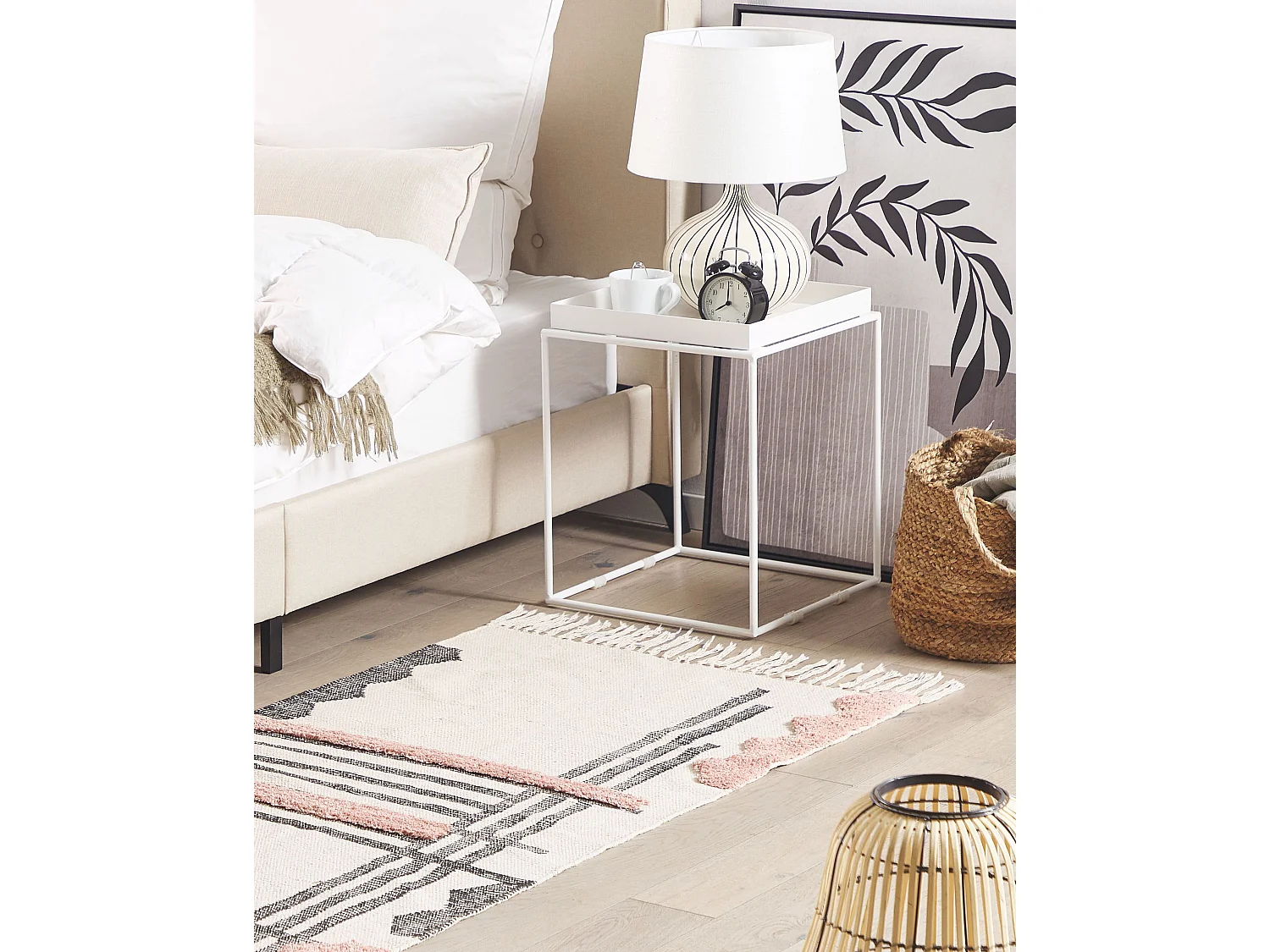 Vloerkleed katoen beige/zwart 80 x 150 cm MURADIYE