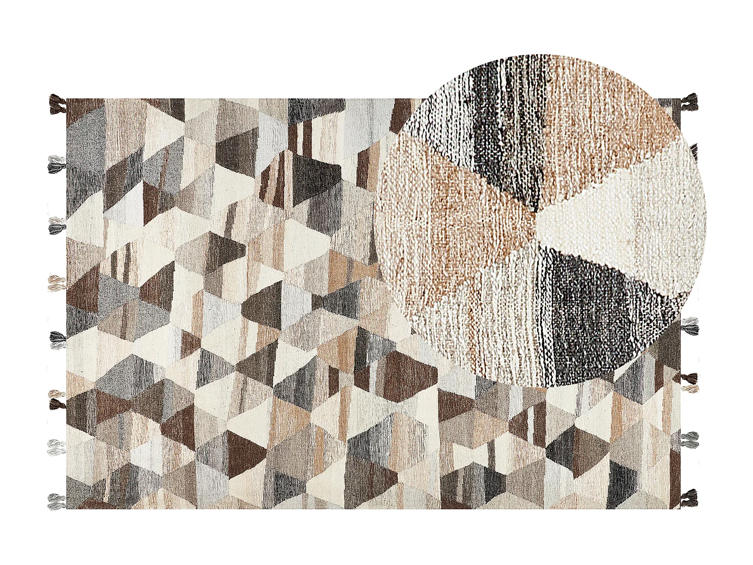 Kelim-Teppich Wolle bunt 200 x 300 cm handgewebt Patchwork Kurzflor Argavand