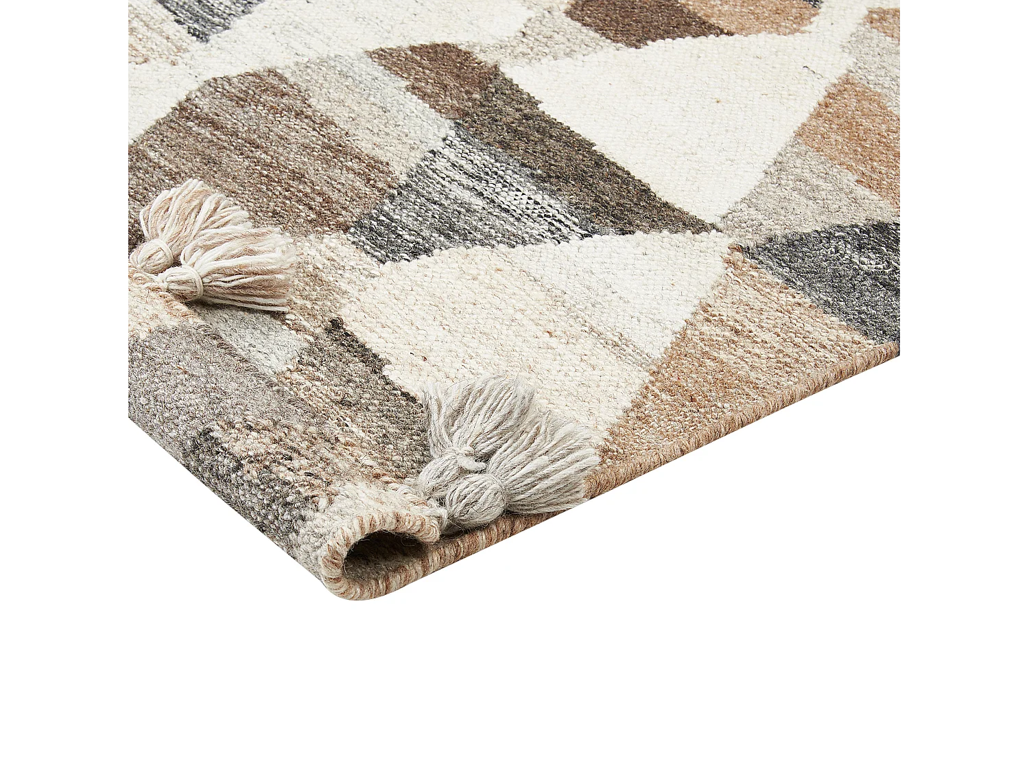 Alfombra kilim de lana beige/marrón/negro 200 x 300 cm ARGAVAND