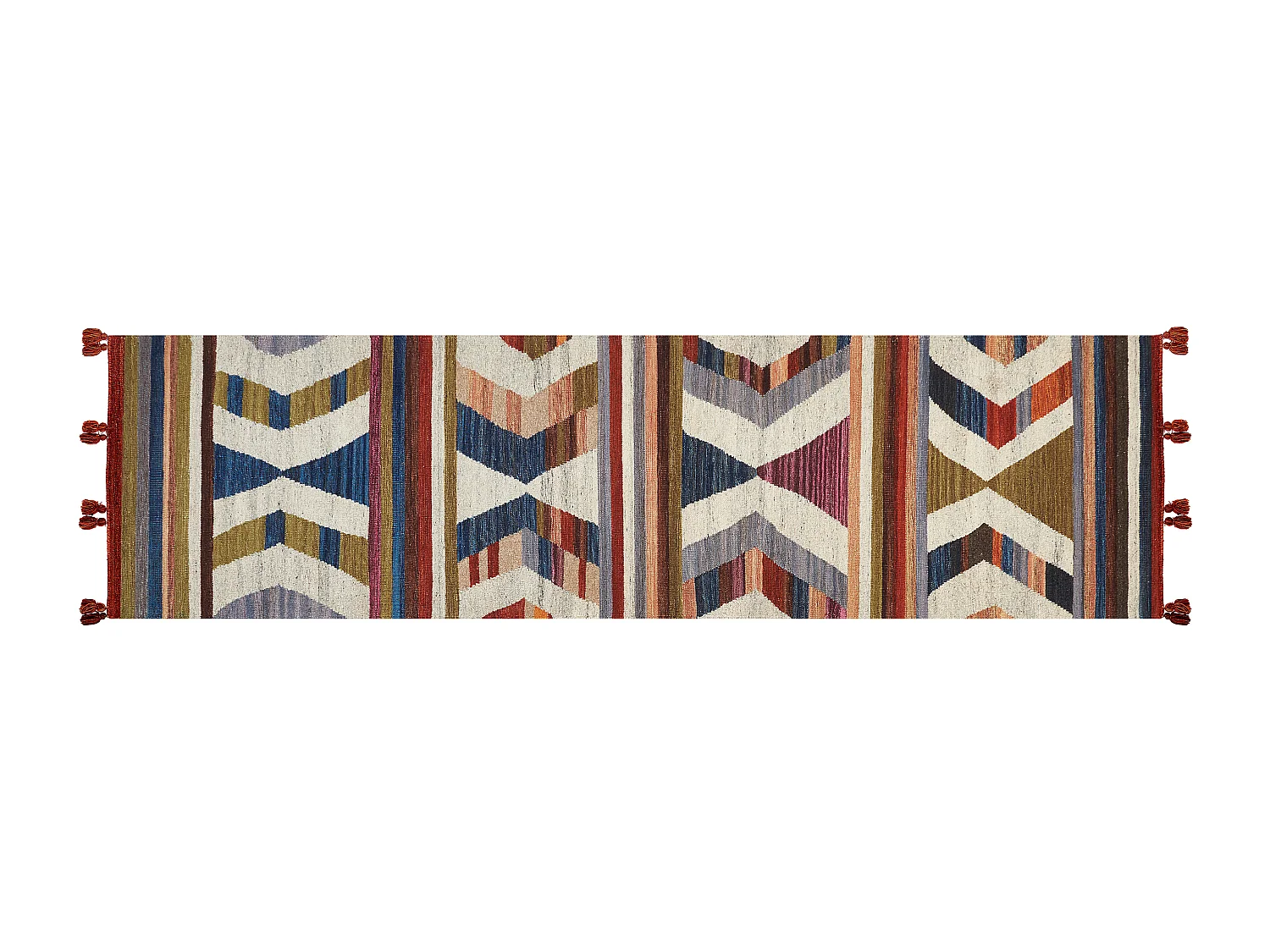 Dywan wełniany kilim 80 x 300 cm wielokolorowy MRGASHAT