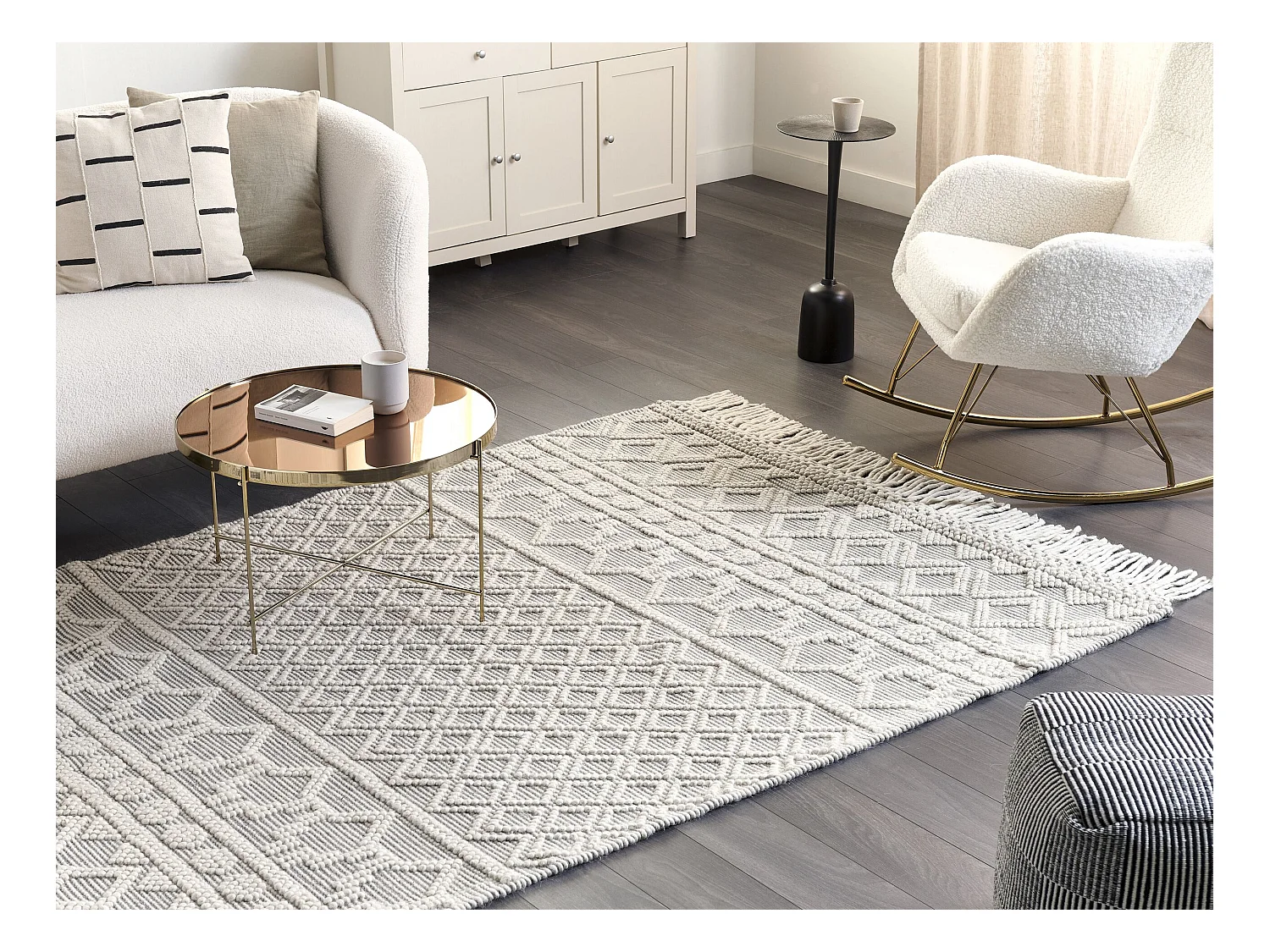 Tapis SOLHAN Gris Beige 160 x 230 cm Laine