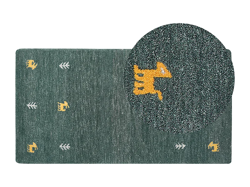 Dywan wełniany gabbeh 80 x 150 cm zielony CALTI