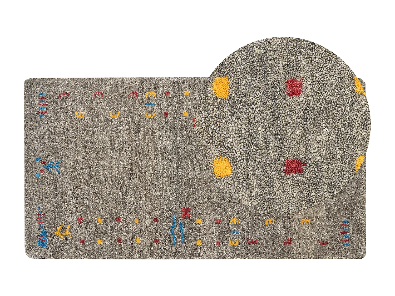 Tapete Gabbeh em lã cinzenta 80 x 150 cm SEYMEN