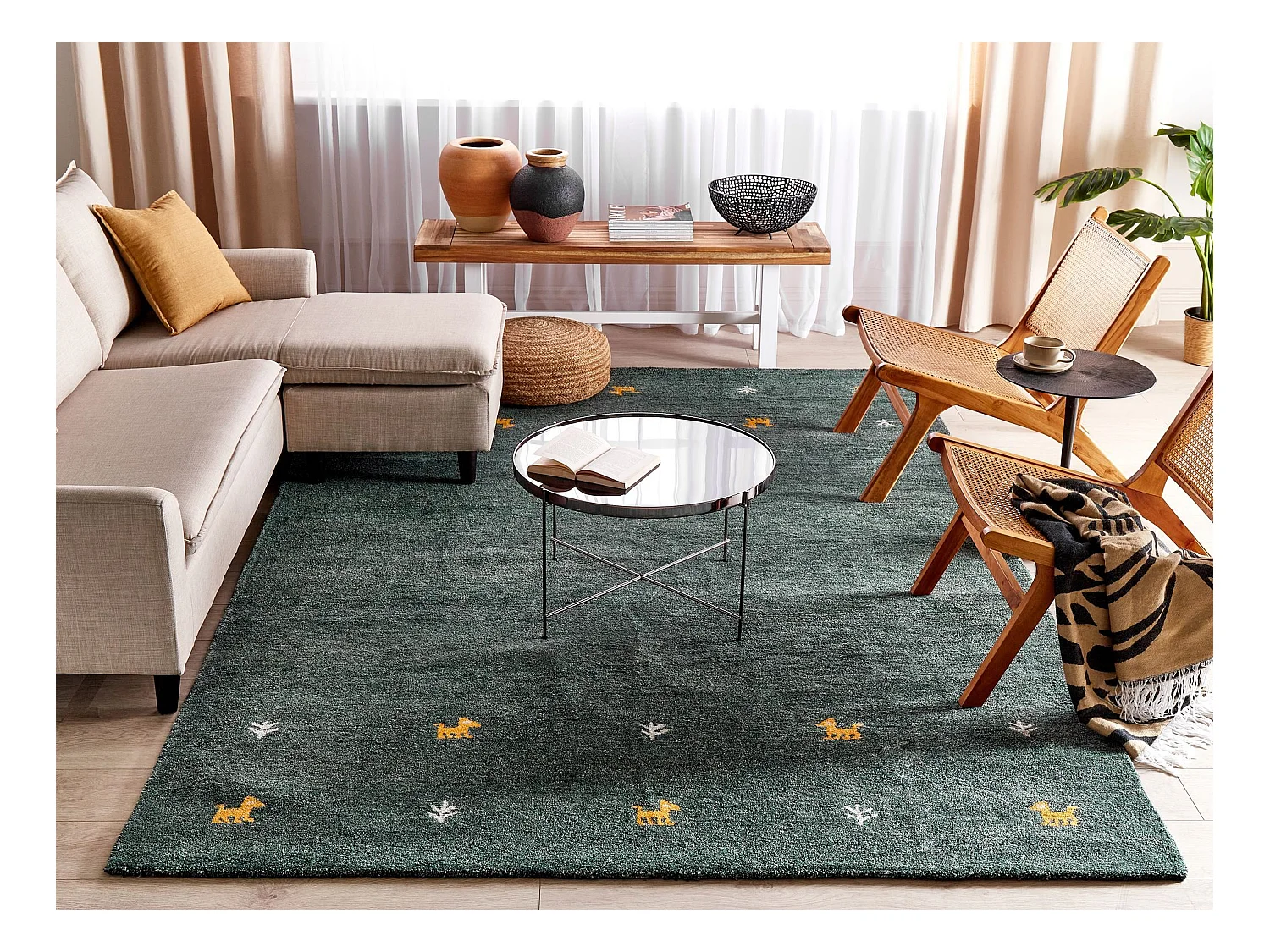 Tapis CALTI Vert foncé 200 x 300 cm Laine Tapis persan